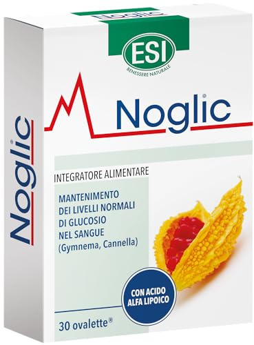 ESI - Noglic, Integratore Alimentare Con Gymnema Silvestre E Cromo, Mantiene I Livelli Di Glucosio Nel Sangue, Clinicamente Testato, Senza Glutine E Vegan, 30 Ovalette