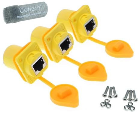 Uonecn RJ45 Wasserdichter Steckverbinder,RJ45-Stecker Buchse für IP65 Mount Ethernet Panel Connector-Cat5e-Cat6-LAN-Buchse