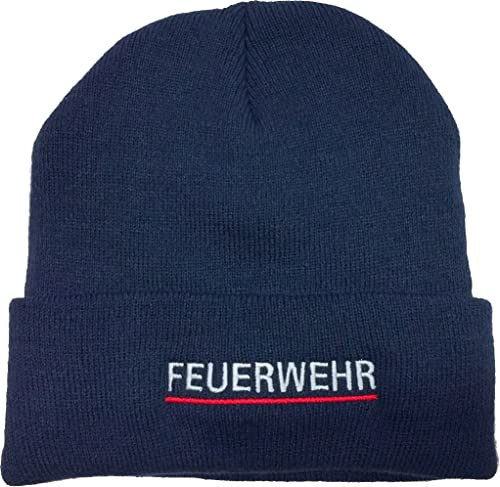 Atmungsaktive Navy Pudelmütze Feuerwehr silberfarben/rot Bestickt, 3M-Thinsulate Insulation