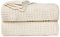 sourcing map Überwurfdecke aus 100 % Baumwolle, Zopfmuster, weich, leicht, strukturiert, einfarbig, Sofaüberwurf, Couchbezug, dekorative Strickdecken, Beige, 119,4 x 177,8 cm