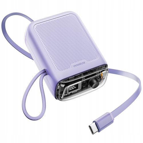INNOSTYLE Power Bank 10000mAh Powerbank USB C mit Schnellladefunktion Externe Handyakkus Schnellladen mit Kabel Kompatibel mit iPhone 16 15 Pro Max