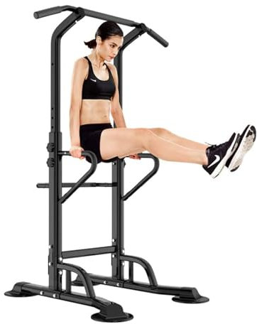 SogesHome Power Tower Klimmzugstation mit Dip-Barren, Dip-Stationen höhenverstellbar, Multifunktionale Trainingsstation für Krafttraining, Fitness zu Hause, Pull-Up & Dips