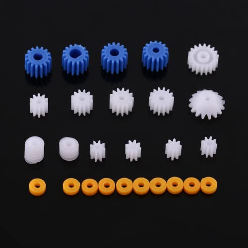Ingranaggi in Plastica, 26 Pezzi Set di Ingranaggi a Vite Senza Fine in Plastica da 2 Mm/2,3 Mm/3 Mm/3,17 Mm/4 Mm per Tutti i Tipi di Auto Fai-da-te, Robot, Accessori per Modellismo
