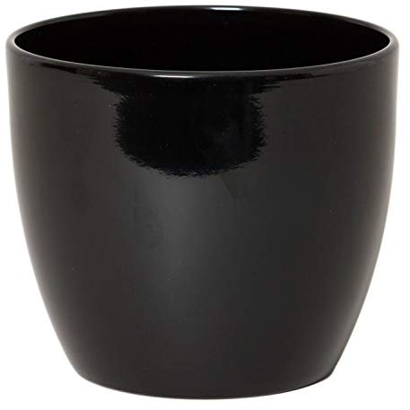 INNA-Glas Tiesto para Plantas, cerámica, Negro, 12cm, Ø13,5cm