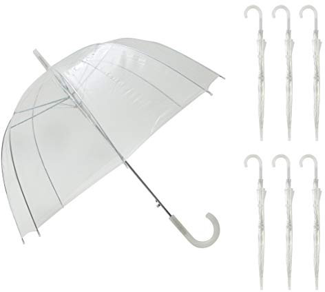 SMATI Set mit 6 Regenschirmen, transparent, für Damen, Glocke, Hochzeit, automatisch