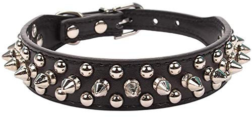 ETOPARS Collar de Cuero para Perro Con Pinchos y Tachuelas Ajustables, Remaches de Púas