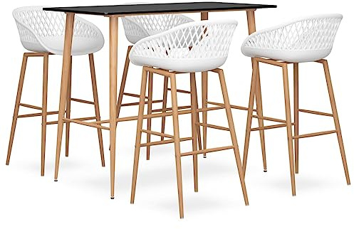 vidaXL 5-TLG. Bar-Set Schwarz und Weiß
