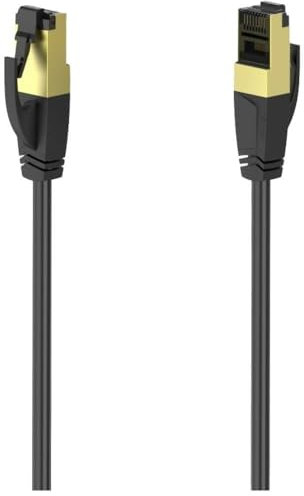 Hama | Cable Ethernet CAT - 8 (Cable de red 40 Gbit/s, apantallado FTP, sin halógenos, largo 3 metros, cable red flexible, para Gigabit Ethernet (10/100/1000/40000 Mbit/s)) Negro