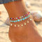 Handcess Boho Layered Türkis Fußkettchen Gold Pailletten Quaste Knöchel Armbänder Strand Perlen Fußketten für Frauen und Mädchen