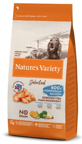 Nature's Variety Selected - Croquettes pour Chiens Adultes de Moyenne et Grande Race - Sans céréales - au Saumon norvégien sans arêtes - 2kg