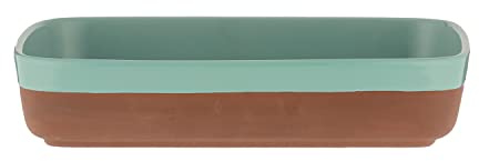 Typhoon 1402.112 Mediterrane Terrakotta-Ofenform, rechteck, hellblau, 29 x 19 cm - ideal für Überbacken und zum Servieren von Tapas