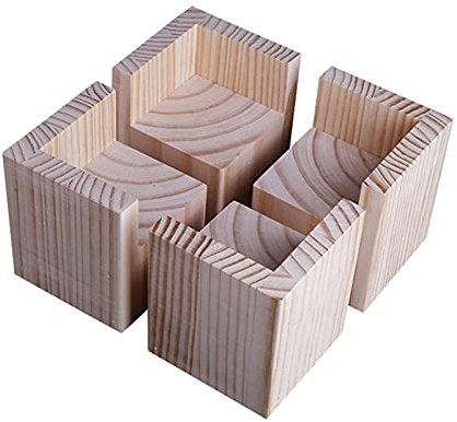 CWYP-043 Lot de 4 Élévateurs de Meubles Rehausseurs de Meubles en Bois, Lit de Bureau Riser Meubles Pieds de Levage Pieds jusqu'à pour Table de Bureau lit(Size:5x5x8cm)