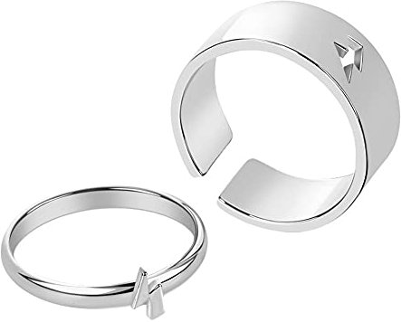 Hpory Couple Ring Matching, Verlobungsring Paar mit Gravur Ring für Männer Frauen Ring Couple Ring Open Rings Verstellbar Paar Ringe Punk Partnerringe- 1 Paar
