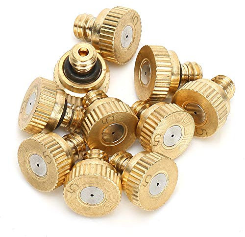 Messing Nebeldüsen, d: 0,5 mm, Messing Misting Sprühdüse, auslaufsicheres Sprühnebel Kühlung Bewässerungssystem Armaturen, 10 Stück/Set