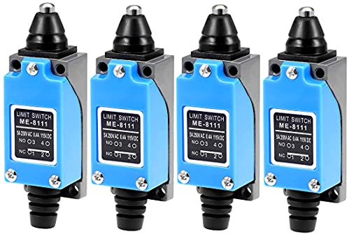 GUUZI 4 pezzi Interruttore di Finecorsa a Stantuffo 1NC 1NO ME-8111 Interruttore di Finecorsa Momentaneo a Stantuffo per Interruttore Porta Stampante 3D CNC Mill 0~250V/5A