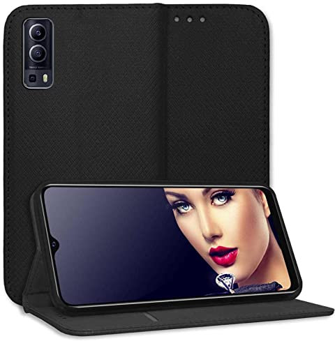mtb more energy® Klapphülle Smart Magnet kompatibel mit vivo Y52 5G, Y72 5G, iQOO Z3 (6.58'') - schwarz - Bookstyle - Schutz-Tasche Hülle Wallet Case