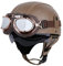 LHBM Rétro Casque Moto Bols,Casques Demi-Jet Homologué Dot/ECE avec Visière UV Lunettes Casque de Moto Cuir Style de Vintage Demi Casque pour Scooter Bike Chopper Moped Casque J,S=55-56cm