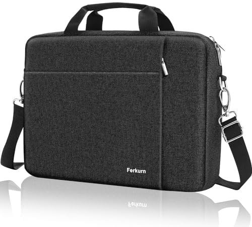 Ferkurn Laptop Bag Case for Women Men, Messenger Briefcase Computer Bag with Shoulder Compatible with Macbook Pro/Air, XPS Latitude, HP Pavilion, ASUS, Acer, Samsung, Black, 17 17.3 Inch