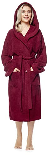 Arus Peignoir de bain, longueur mollet, taille femme: M, taille unisexe: S-M, Bordeaux