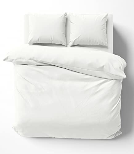 one-home Uni Bettwäsche 200x220 cm weiß Bettbezug Doppelbett Einfarbig Renforce Baumwolle