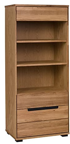 Home4You Regal - Eiche geölt teilmassiv - 63 x 147 cm - mit 3 Fächern - 1 Tür