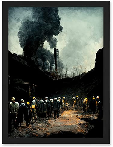 Doppelganger33 LTD Coal Miners Yorkshire Pithead Colliery Artwork Framed Wall Art Print A4