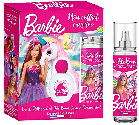 BARBIE Parfumset Eau de Toilette Kinder Mädchen 30 ml + Parfümiertes Duftspray Körper und Haare 100 ml Blumig-Fruchtiger Duft