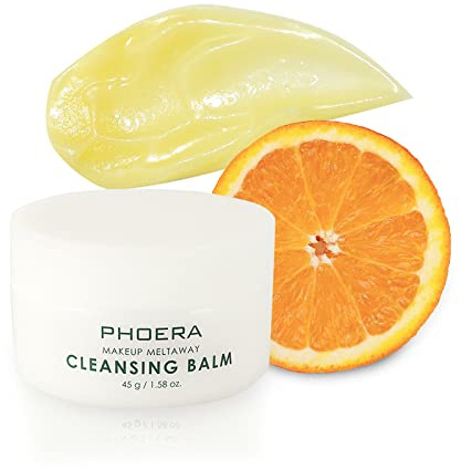 PHOERA Makeup Remover Cleansing Balm with Sweet Orange Essential Oil – Hydrating, Nourishing, Deep Cleansing & Gentle on Skin for All Skin Types – 45G