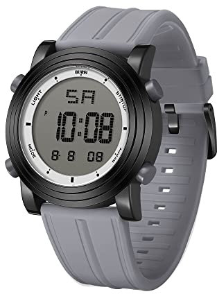 BUREI Montre Digitale pour Hommes Sports extérieurs Montres-Bracelets étanches Montres chronographes Classiques avec rétroéclairage LED