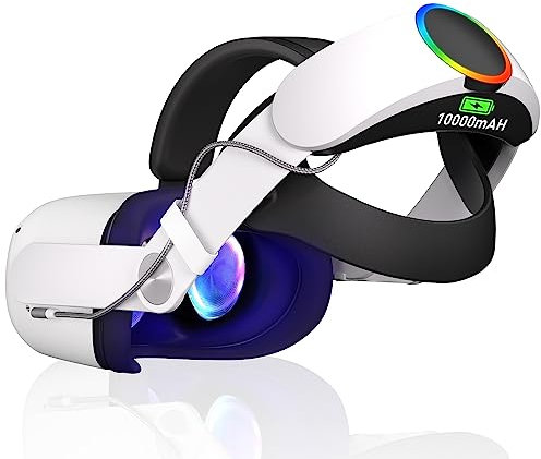 Bioherm Head Strap with Battery for Oculus Quest 2, 10000mAh Battery Pack for Extended 8 Hrs of Playtime, Fast Charging VR Power, Adjustable Elite Strap Enhanced Support and Balance in VR