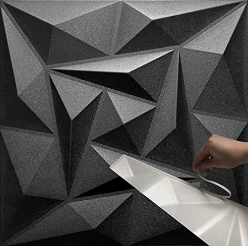 3qm / 3D Wandpaneele !!!Selbstklebend!!! Wandverkleidung Deckenpaneele Platten Paneele QUARZ BLACK POLYSTYROL MATERIAL (3qm = 12Stück)