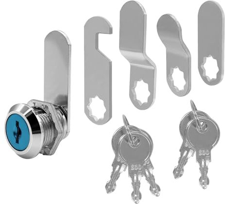 ZHIYUQL® Serrure de boîte aux lettres - 16 mm - 5 clés - Serrure d'armoire - Avec 5 plaques de serrure différentes - Dimensions de perçage : Ø 18 mm
