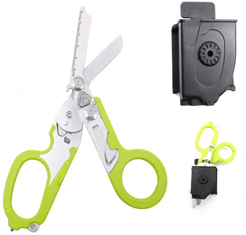 Trauma Schere Emergency Shears mit Strap Cutter und Glass Breaker Faltbare Scherenzange aus Edelstahl, Outdoor Camping Rescue Scissors Tools
