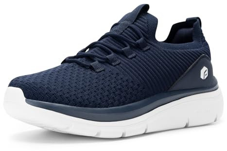 FitVille Men's Extra Wide Slip On Shoes Casual Lightweight Non-Slip Breathable Mens Trainers Wide Fit Slip on Shoes for Men Navy Blue