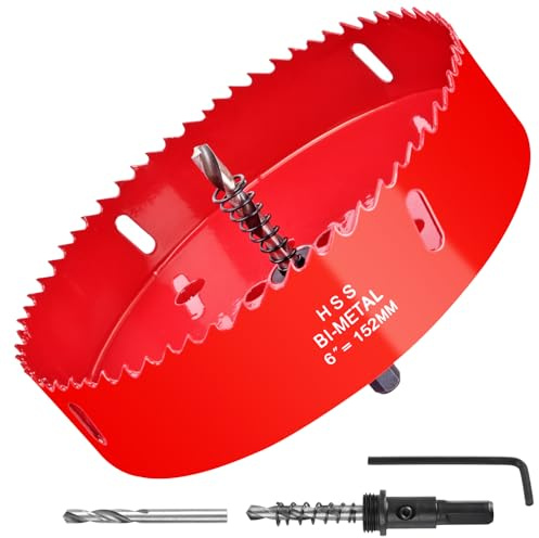 6 Inch / 152mm Hole Saw for Wood, Plastic Board, Ceiling,Drywall, and Metal Sheet - HSS Bi-Metal Hole Cutter with Pilot Drill Bit