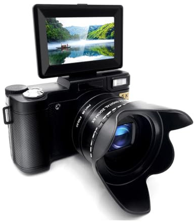 Ade Fotocamera Digitale 4K, 48MP Fotocamera Digitali Compatte con schermo 3.0 ribaltabile, Fotocamera compatta con zoom digitale 8X e ottico 5X con obiettivo grandangolare, Scheda TF da 32 GB