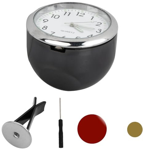 Auto Armaturenbrett Uhr, Stabil Zeitanzeige Aufklebeuhr, Wiederverwendbar Leuchtende Uhr, Mini Quartz Analogue mit Doppelseitigem Aufkleber und Lüftungsclip für Auto Innendekoration (Weiß)