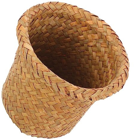 TOPBATHY Corbeille Tressée En Jonc De Mer Poubelle De Salle De Bain En Corbeille Poubelle Corbeille De Chambre Corbeille à Papier En Jonc De Mer Couverture Pot De Fleur Jouet Paille Bureau