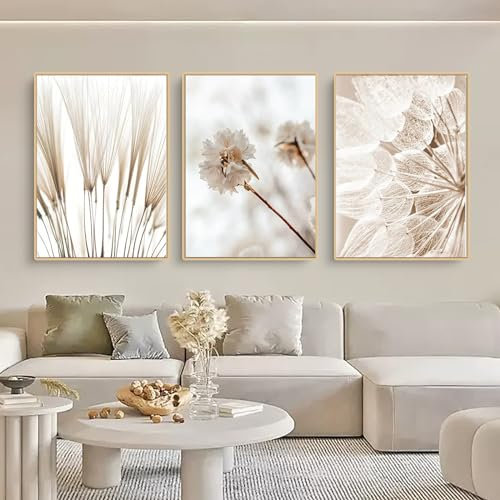 Trayosin 3-teiliges Poster Set,Moderne Boho Pampasgras Bilder Wohnzimmer Deko Schlafzimmer Wandbilder Beige Kunst Bild ohne Rahmen Kunstdruck Leinwandbild (D,50x70cm)