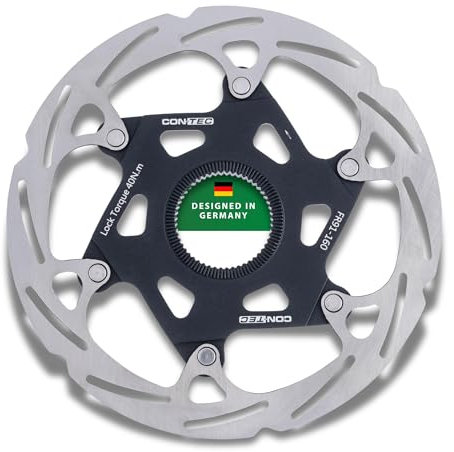 CONTEC Fahrrad-Bremsscheibe CDR-LW-CL, 160 mm, 160 g, Aluminium-Spider, Center Lock, Edelstahl, hitzebeständig, einfache Montage, hohe Bremskraft, silber