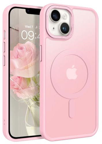 GaoBao Strong Magnetic iPhone 14/13 Case, Slim Fit Shockproof Translucent Matte Protective Cover for iPhone 14/13 6.1, Tender Pink