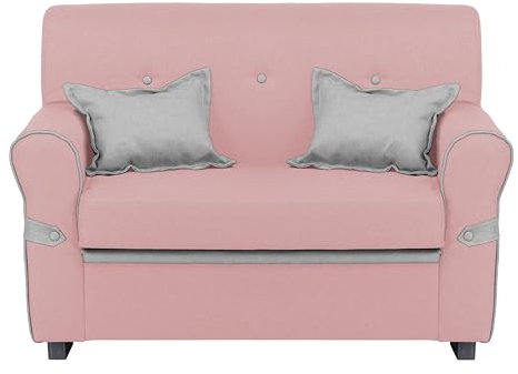 Totò Piccinni Divano 2 Posti in tessuto con Cuscini Imbottito, con Braccioli (Rosa)