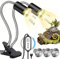 HIULLEN Doppelende Schildkröte Wärmelampe, Reptilien Terrarium Lampe, 25W+50W+75W Wärmelampe Terrarium E27 mit UVA+UVB schildkröten zubehör für Eidechse, Kakadu, Schlange