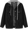 UnoSheng Oversized Jumper Women's Warm Vintage Button Down Distressed Short Denim Jacket Coat with Pocket Women's Denim Jacket Short 3 4 Sleeves, black, XXL