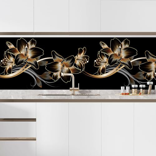 Lumalea 3617681221388 Adhesive Splashback for Kitchen Flowers Design 65 x 114 cm