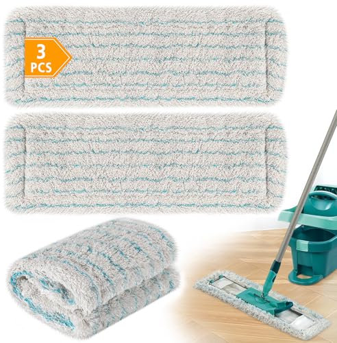 3 Pack Ersatz-Wischbezüge für Leifheit Profi XL Micro Duo / Profi XL Cotton Plus alle Stiel Bodenwischer, 60% Superfeine Baumwollfaser & Spezialborsten Ersatzbezug, Insbesondere für Stein und Fliesen