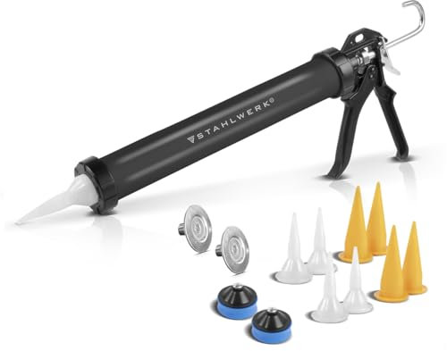 STAHLWERK Pistola in silicone SPB-600 ST con pressa in silicone in alluminio, 600 ml, pistola acrilica, pressa per cartucce, pressa per sacchetto, siringa in silicone, pistola per cartucce e sacchetti
