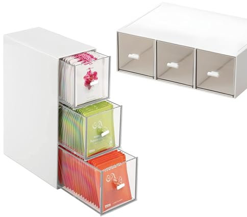 Porte-sachets de thé à 3 tiroirs, armoire de cuisine avec tiroirs, boîte à sachets à thé et tisanes, porte-épices en plastique, organisateur de maquillage, boîtes de rangement pour épices, thé en