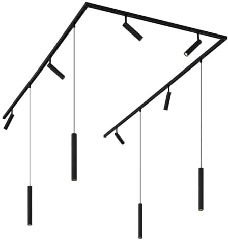 QAZQA - Modern Modernes Schienensystem Komplettset I Spotlight I Deckenspot I Deckenstrahler I Strahler mit 6 Spot I Spotlight I Deckenspot I Deckenstrahler I Strahler I Lampe I Leuchten und 4 Pendell