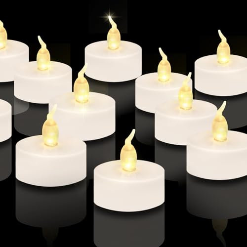 CNMTCCO 24 velas LED de té, velas sin llama, velas de té parpadeantes, batería larga de 200 horas para Navidad, bodas, fiestas (blanco cálido)